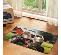 Company Farm Tractor Dog Food Mats for Floors, 12x18 Inch Non-Slip Super Absorbent Pet Food Mat, Dishwasher Dog Mat for Food and Water, Cute Quick Dry Pet Feeding Mat for Dogs Puppy Cats