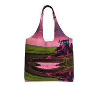 Company Farm Tractor Print Canvas Tote Bags,Reusable Cloth Bags For Shopping Beach Grocery Trendy