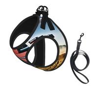 Company Farm Tractor Print Harness Leash Set For Cat Dog, Reflective Adjustable Escape-Proof Vest Lead With Soft Breathable Mesh, For Small Pets And Kitten Puppy