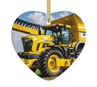 Company Farm Tractor Print Holiday Heart Shaped Ceramic Christmas Ornament Xmas Tree Hanging Decor Themed