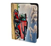 Company Farm Tractor print Leather Card Case Travel Accessories Passport Holder Cover Wallet for Women Men, Black, One Size