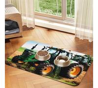 Company Farm Tractor print PU Leather Feeding Mat for Dogs Cats Pet Food Mat Absorbent Non-Slip Rubber Bottom
