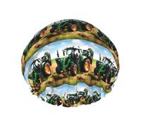 Company Farm Tractor Print Reusable Shower Caps For Women, DoubleHair Cap,Adult Hair Cap For All Hair
