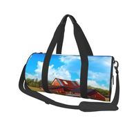 Company Farm Tractor Print Round Duffel Bag, Canvas Overnight Travel Tote Bag, Waterproof and Tear-Resistant.Foldable Weekend Travel Bag