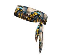 Company Farm Tractor Print Sports Headband, Adjustable Head Tie For Running, Tennis & Workouts, Soft Fit
