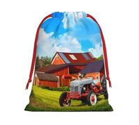 Company Farm Tractor Printed Christmas Drawstring Gift Bags For Decorating Christmas Trees Staircases And Porches Party Favors Wedding Decor & Holiday Packaging 3 Sizes