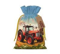 Company Farm Tractor Printed Christmas Drawstring Gift Bags-Xmas Wrapping Bags,Candy Bag,For Holiday Party Decorations,Wedding Party Supplies M Yellow Christmas Ribbon