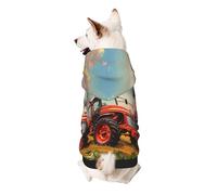 Company Farm Tractor Printed Dog Hoodie Soft Dog Sweatshirt Cute Cat Dog Clothes for Small Dogs Kitten Puppy, S