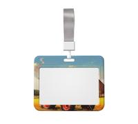 Company Farm Tractor Printed ID Badge Holder with Lanyard, Clear Plastic Badge Holder for Work, School, Hospital, Security - Water Resistant & Dirt Proof