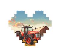 Company Farm Tractor Printed Jigsaw Puzzle 10.8x12.8 CM, Heart-Shaped Puzzle Challenging Game for Adults, Fun Decorative Wall Decor