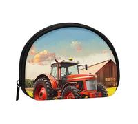 Company Farm Tractor Printed Mini Coin Pouch, Shell Shape Zip Around Wallet, Small Zipper Pouch for Cash, Cards, Keys, Lipstick, Storage Pouch, Travel Organizer