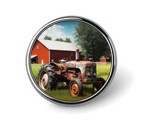 Company Farm Tractor Round Badge Personalized Metal Lapel Pin Badges Fit Clothing Bags Hat Humorous Printed Brooch Badge Party Decorations Accessories for Men Women