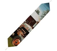Company Farm Tractor Table Runner for Dining Table, Short Plush Runners Washable & Durable Tablerunner Modern Home Decor for Wedding, Kitchen, Holiday 200*33cm