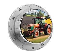 Company Farm Tractors Kitchen Timer 60 Minute Visual Wind Up Timers Indoor Mechanical Timers with Magnetic Base Stainless Steel Timer for Home Cooking Time Management Tool
