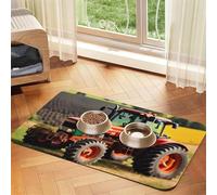 Company Farm Tractors print Cats Pet Bowl Placemat Pet Feeding Mats for Dogs, Non-Slip PU Leather Tablecloth for Pets