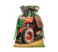 Company Farm Tractors Print Christmas Bag Holiday Present Sack Xmas For Seasonal Decor Gift Wrapping