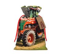 Company Farm Tractors Print Christmas Bag Holiday Present Sack Xmas For Seasonal Decor Gift Wrapping