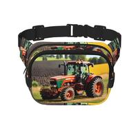 Company Farm Tractors Print Versatile Square Double Layer Waist Bag Trendy for Men and Women daily use Bag, Black, One Size