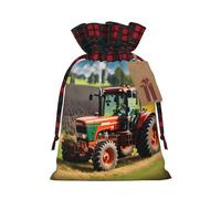 Company Farm Tractors Print Xmas Drawstring Eco-Friendly Gift Bags For Christmas Party Wrapping Present Needs