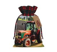 Company Farm Tractors Print Xmas Drawstring Gift Bag Festive Christmas Reusable Wrapping Bags Needs