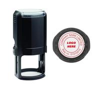 Company Logo Custom Made 42mm Circular Self Inking Stamp - Your own Business Logo and Text Stamp in Red Ink