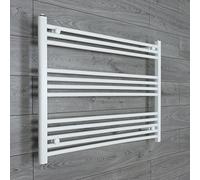 companyblue 1000mm wide x 700mm high Heated Towel Rail Straight Flat White Bathroom Warmer Radiator Rack Central Heating