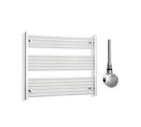 Companyblue 1200 x 800mm Sparkling Chrome Electric Heated Towel Rail with Thermostatic Heating Element - Ultra-Wide Space-saving Horizontal Radiator - Pre-Filled Electric Towel Warmer