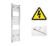companyblue 200mm wide x 1000mm high Prefilled Electric Heated Towel Rail Radiator Flat Chrome Bathroom Warmer