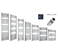 companyblue 500mm Wide Curved Chrome Heated Towel Rail Radiator Ladder Bathroom (600 x 500 22mm tubes)