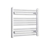 companyblue 600mm Wide Chrome Heated Towel Rail Radiator Flat/Straight Ladder for Stylish Bathroom (600 x 600 mm)