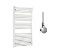 Companyblue 700 x 1300mm Chrome Electric Heated Towel Rail with Thermostatic Heating Element - Flat Pre-Filled Electric Towel Warmer Radiator