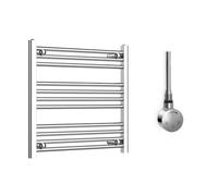 Companyblue 700 x 600mm Chrome Electric Heated Towel Rail with Thermostatic Heating Element - Flat Pre-Filled Electric Towel Warmer Radiator