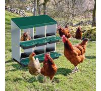 Compartment Heavy Duty Chicken Nesting Box | Automatic Roll-Away Egg Collection System | Galvanized Steel Wall Mount or Stand Hen Laying Box | Ventilated (Greed, 6 Holes)