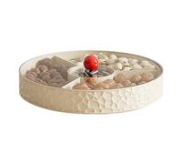 Compartment Snack Tray - Partitioned Board, Round Divided Plate With Lid | 9.84x9.84x5.91 Inches Stylish and Elegant Storage Tray for Breads, Candies, Cookies, Nuts, and Dried Fruits