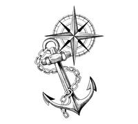 Compass Anchor Herbal Tattoo Stickers Geometric Creative Men And Women Tattoos Waterproof And Sweat-proof Long-lasting
