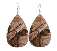 Compass And Ancient Map Trendy Leather Teardrop Earring Lightweight Bohemian Earrings Set Jewelry Gift For Women Girl