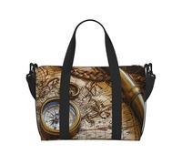 Compass and Old Nautical Charts Print Travel Duffel Bag, Lightweight Water-Resistant Weekender Spacious Gym & Travel Bag for Men, Women & Teens