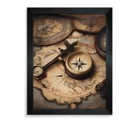 Compass And Old World Map Diamond Painting Kits for Adults Blackwood 40*50cm 5D Diamond Art Kits for Beginners Large DIY Full Drill Round Diamonds Gem Art Crafts Painting for Home Wall Decor