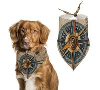 Compass and Old World Map Dog Bandanas - Cute Pet Scarf for Dogs Cats Triangle Kerchief Bibs Soft Breathable Pet Bandanas Fashion Accessory for Puppy Small Medium Large Pets