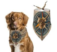 Compass and Old World Map Dog Bandanas for Feeding Grooming, Triangle Pet Bibs for Cats & Dogs Washable Fashion Pets Scarf for Party Travel 27.6 X 11.8 Inch