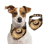 Compass and Old World Map Dog Bandanas,Summer Bandanas for Dogs Washable Adjustable Dog Triangle Scarf Bibs Cute Pet Bibs for Medium Large Dogs Puppy and Cats Small