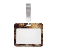 Compass and Old World Map ID Badge Holder with Lanyard ID Card Holders Waterproof Plastic Name Card Case Sliding ID Protector Pouch Name Tag Holders for Office Work Business