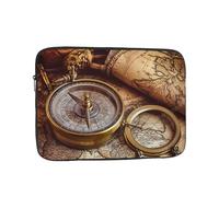 Compass and Old World Map Laptop Case Sleeve 10 inch Laptop Bag Shockproof Computer Carrying Cover Protective Notebook Case