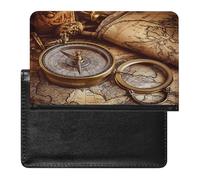 Compass And Old World Map Passport Holder Cover Wallet Case PU Leather Passport Book Card Holder for Travel Must Haves