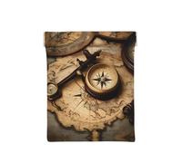 Compass and Old World Map Print Leather Coin Pouch Purse for Men,Coin Purse Pouch for Women,Mini Cash Wallet