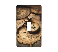 Compass and Old World Map Print Light Switch Cover Plate,Toggle Wall Plate Cover,Standard Size 4.5 x 2.76 Inche