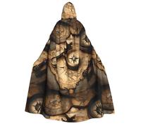 Compass And Old World Map Print Men Women Hooded Cloak Comfortable Halloween Carnival Costume Christmas Theme