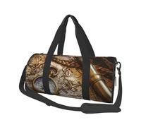 Compass and Old World Map Print Travel Duffel Bag Large Foldable Round Travel Carry on Bag with Adjustable Shoulder Strap for Weekender Overnight Flight Hospital Sports
