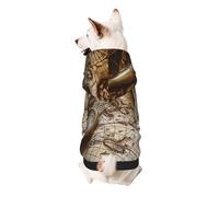 Compass and Old World Map Printed Dog Hoodie Soft Dog Sweatshirt Cute Cat Dog Clothes for Small Dogs Kitten Puppy, S
