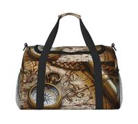 Compass and Old World Map Printed Travel Duffle Bag for Men Women Large Sport Gym Bag Handbag with Shoulder Strap for Travel Weekend Fishing Hunting